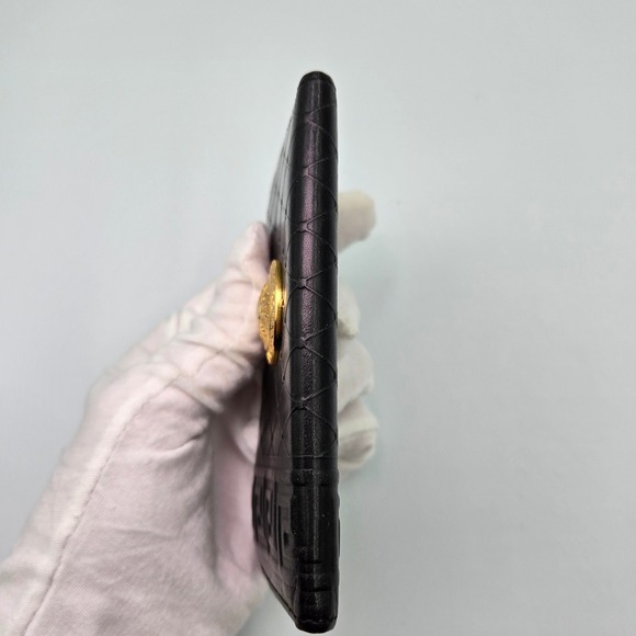 Versace Black Leather‎ Wallet Medusa Coin Logo Greek - Picture 9 of 12